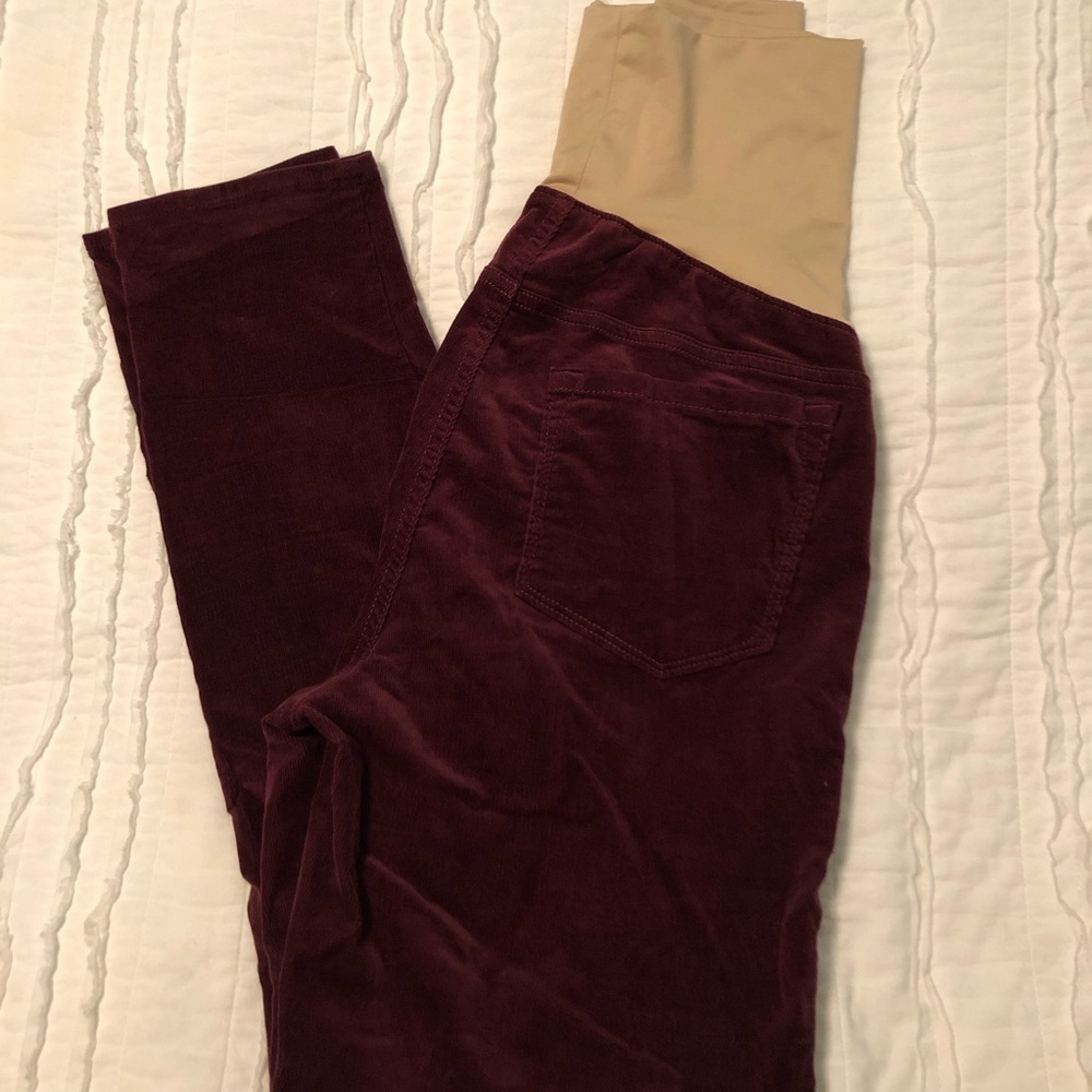 Maroon straight leg maternity corduroys - LOFT